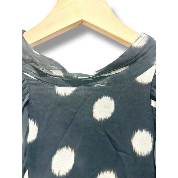 Anthropologie Maeve Black White Polka Dot Midi Dress Sheer Lined Plus Size 1X - Picture 4 of 16